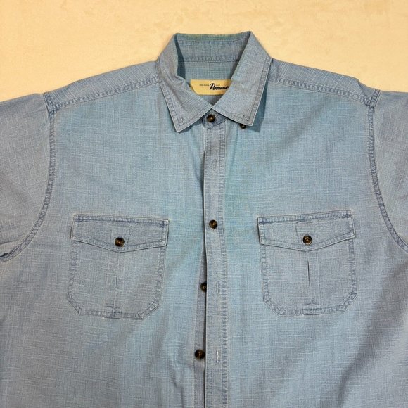 Vintage Penmans Men's L Polo Dress Shirt Light Blue Button Up Short Sleeve - Picture 2 of 12